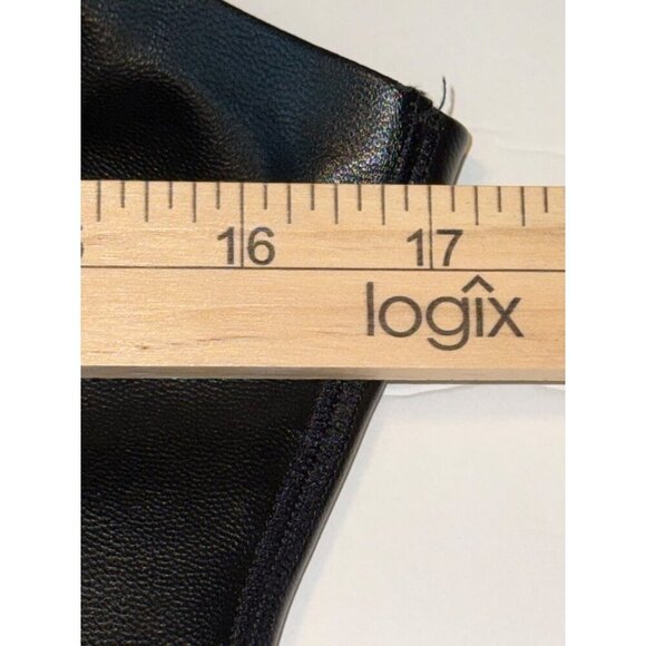 Pinsy Veegan Leather High Neck Shapewear Bodysuit Black Large Tiny Flaw - Picture 11 of 14